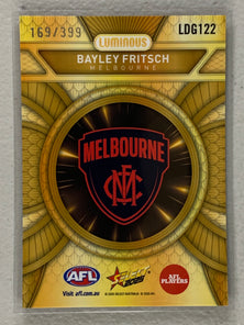 LDG122 Bayley Fritsch #169/399 - Melbourne - Luminous Dragon Scale Refractor Gold - 2025 AFL Footy Stars