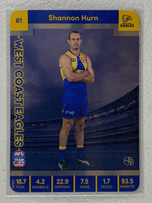 #61 Shannon Hurn - West Coast Eagles - AFL Silver - 2023 AFL Team Coach