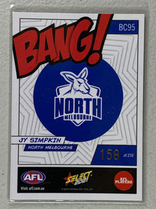 #BC095 Jy Simpkin NUMBERED 158/210 - North Melbourne - Bang! - 2021 AFL Footy Stars