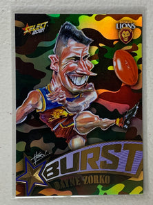 #SBC008 Dayne Zorko - Brisbane Lions - Starburst Caricature Camo - 2021 AFL Footy Stars