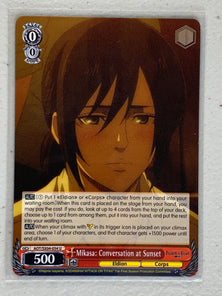 Mikasa: Conversation at Sunset - AOT/SX04-054 U - Weiss Schwarz Attack on Titan Final Season